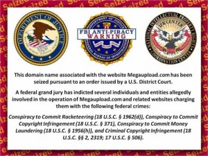 Annonce FBI pour la fermeture du nom de domaine megaupload.com